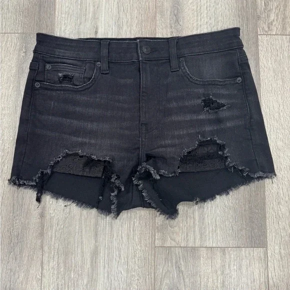 American Eagle Ae Next Level Women's High-Waisted Destroyed Denim Shorts - Picture 4 of 9